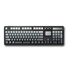 Show photo: GK104Pro front view, grey and white keycaps